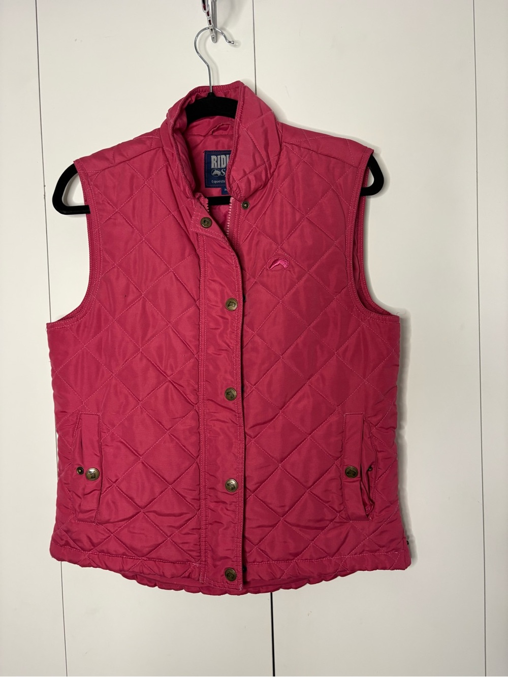 Riding Sport Equestrian Wear quilted womens Pink Vest button down pockets Medium